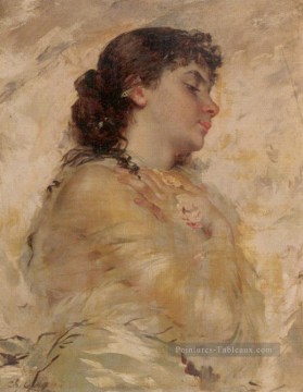  Joshua Art - Portrait d’une jeune femme dans le profil femmes Charles Joshua Chaplin